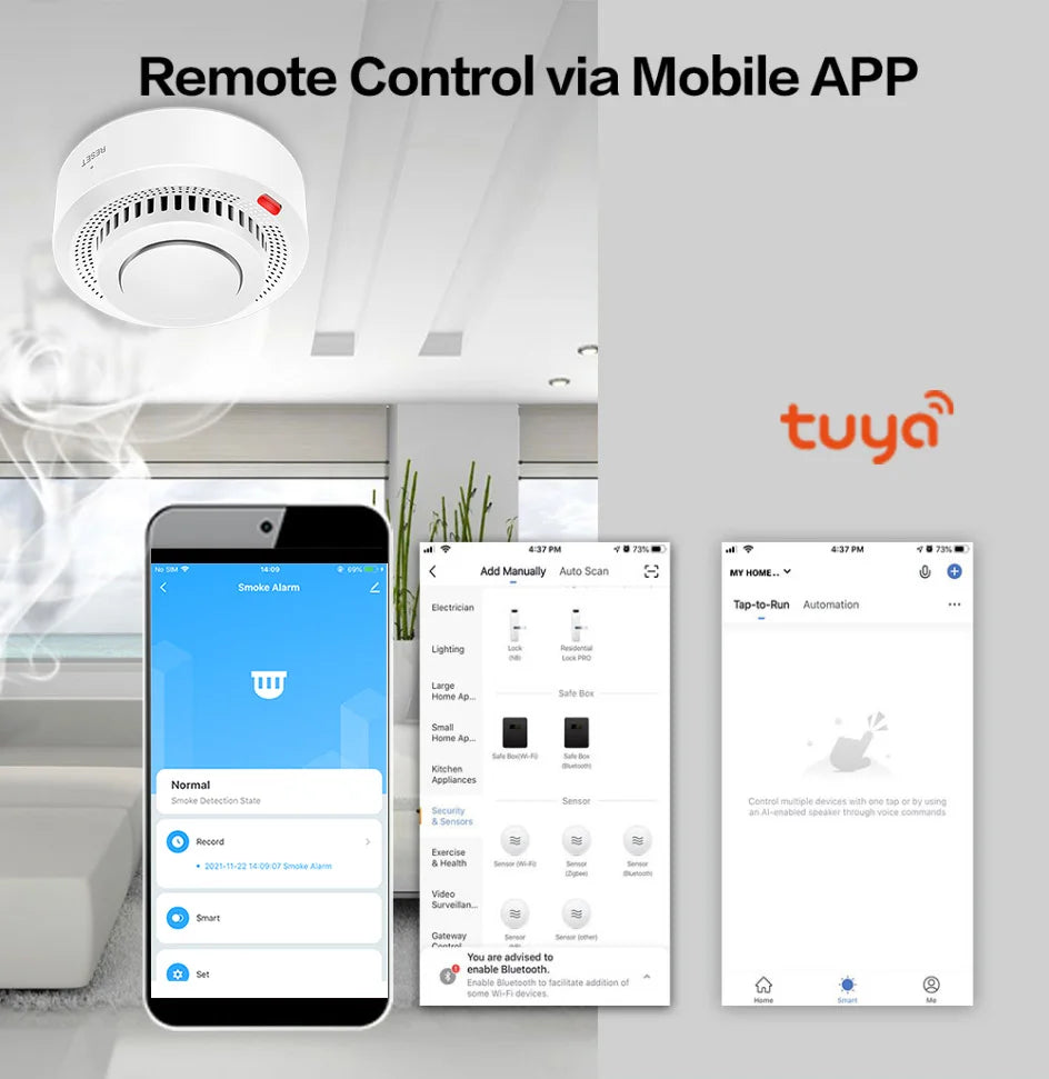 Tuya WiFi Smart Smoke Detector – Fire Alarm System for Home Safety | Wireless