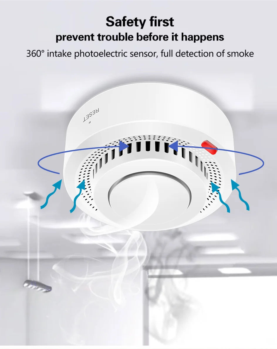 Tuya WiFi Smart Smoke Detector – Fire Alarm System for Home Safety | Wireless