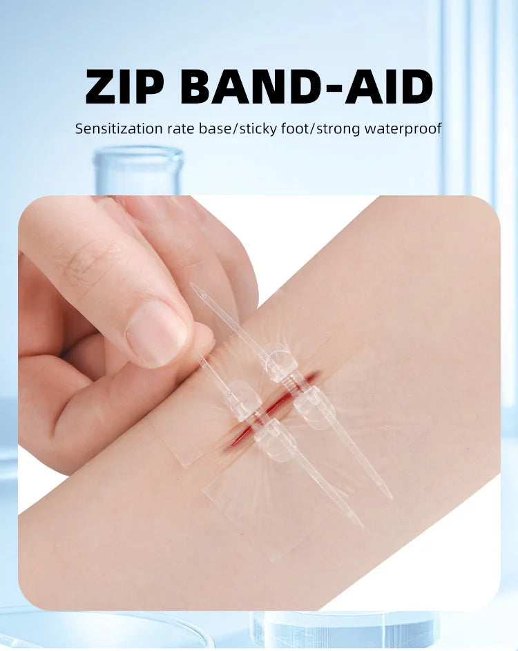 2pcs Zipper Tie Wound Closure Patch Hemostatic Patch Wound Fast Suture Zipper Band-Aid Outdoor Portable