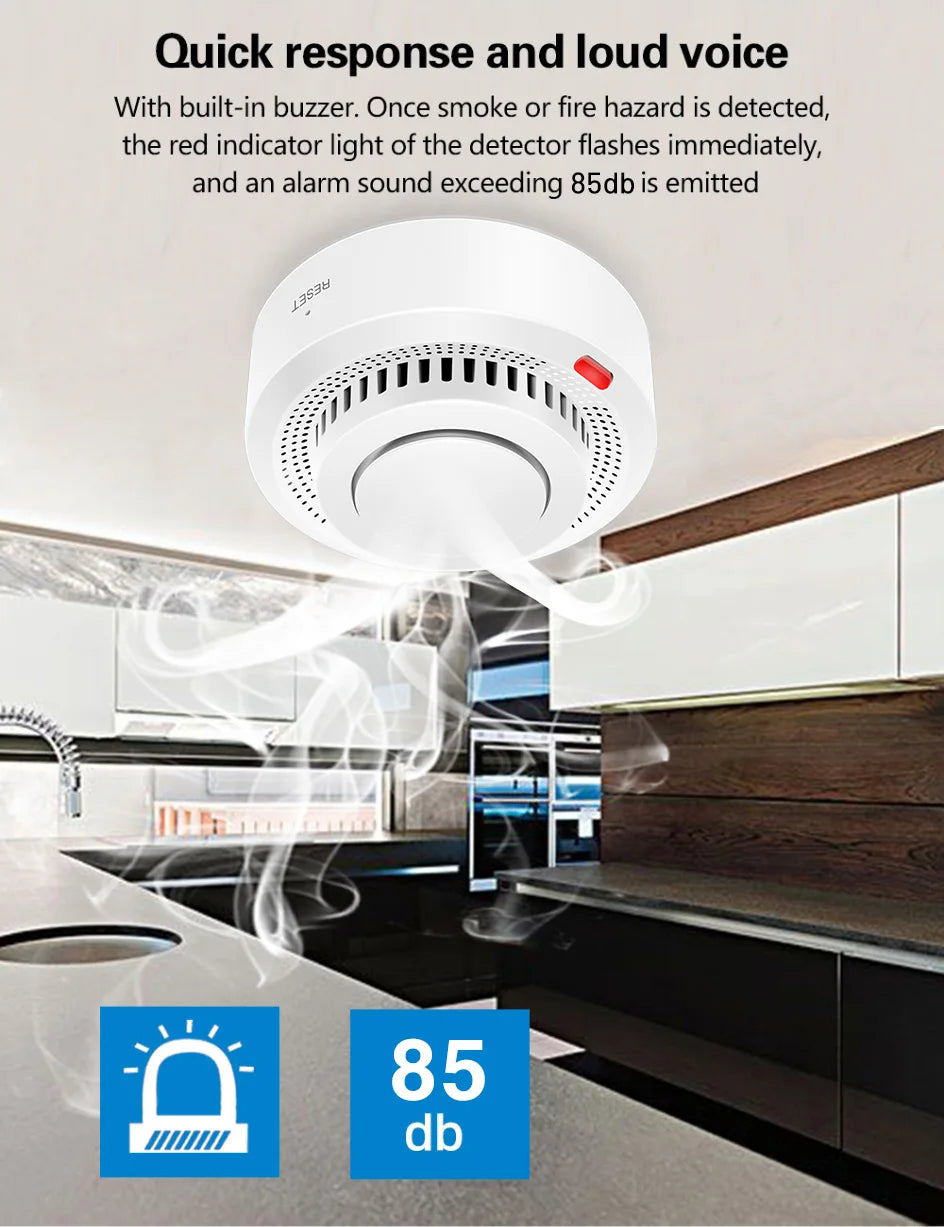 Tuya WiFi Smart Smoke Detector – Fire Alarm System for Home Safety | Wireless