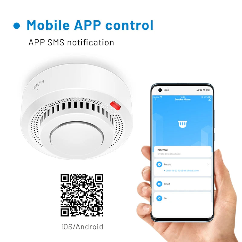 Tuya WiFi Smart Smoke Detector – Fire Alarm System for Home Safety | Wireless