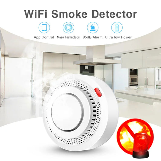 Tuya WiFi Smart Smoke Detector – Fire Alarm System for Home Safety | Wireless