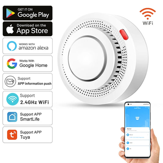 Tuya WiFi Smart Smoke Detector – Fire Alarm System for Home Safety | Wireless